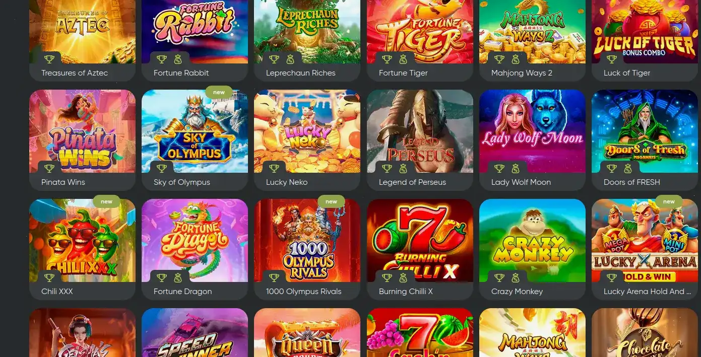 Интерфейс мобильного приложения Casher casino